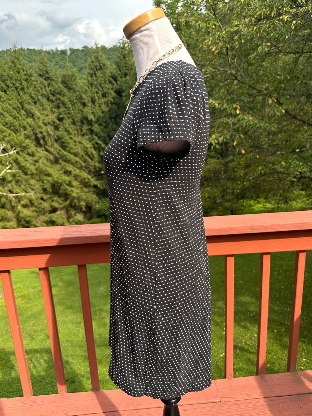 Maeve Anthropologie Black Polka Dot Mini Shift Dress - Picture 3 of 6